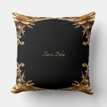 Gouden decoratieve bloemen werpkussen