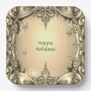 Gouden decoratieve feestpapier bord