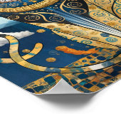 Gouden Decoratieve Gustav Klimt Stijl Kattenkunst Poster (Hoek)