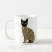 Gouden decoratieve Gustav Klimt stijl zwarte kat k
