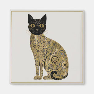 Gouden decoratieve Gustav Klimt stijl zwarte kat k Magneet