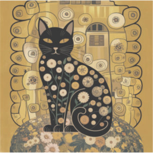 Gouden decoratieve Gustav Klimt stijl zwarte kat k Sticker