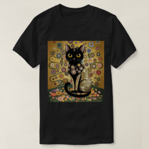 Gouden decoratieve Gustav Klimt stijl zwarte kat k T-shirt