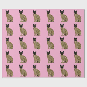 Gouden Decoratieve Gustav Klimt Stijl Zwarte Katte Cadeaupapier