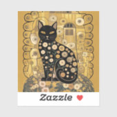 Gouden Decoratieve Gustav Klimt Stijl Zwarte Katte Sticker (Vel)
