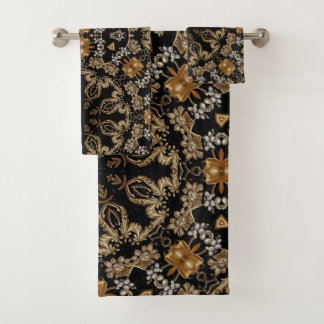 Gouden decoratieve handdoekenset bad handdoek