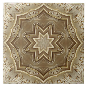 Gouden decoratieve keramische tegel tegeltje