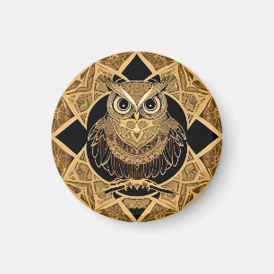Gouden decoratieve uil mandala ontwerp magneet