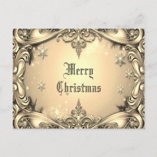 Gouden Decoratieve Vakantie Kerst Briefkaart (Voorkant)