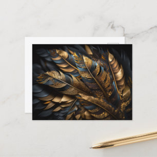 Gouden decoratieve veren briefkaart