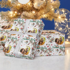 Gouden dennenkader cadeaupapier