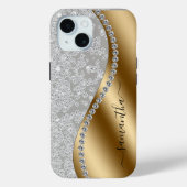 Gouden Diamant Bling Persoonlijk Script  Case-Mate iPhone Case (Achterkant)