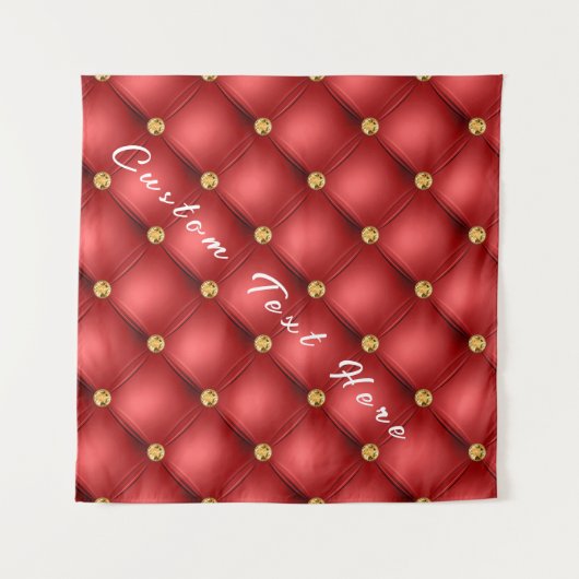 Gouden diamant getuft aangepaste tekst naam rode w wandkleed (Voorkant (horizontaal))