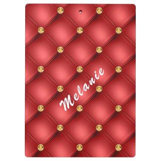 Gouden diamant getuft aangepaste tekst rood klembo klembord (Achterkant)