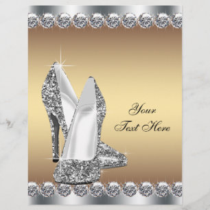 Gouden diamant glitters hoge hak schoen flyer