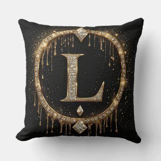 Gouden Diamant Letter L Monogram Persoonlijke Init Kussen