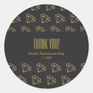 Gouden Diamant Modern Design Bachelorette Favor Ronde Sticker