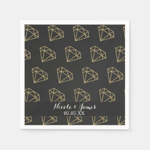 Gouden diamant modern ontwerp vrijgezellenfeest servetten
