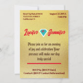 Gouden Diamant Moderne Elegante Aangepaste Huwelij Save The Date (Achterkant)