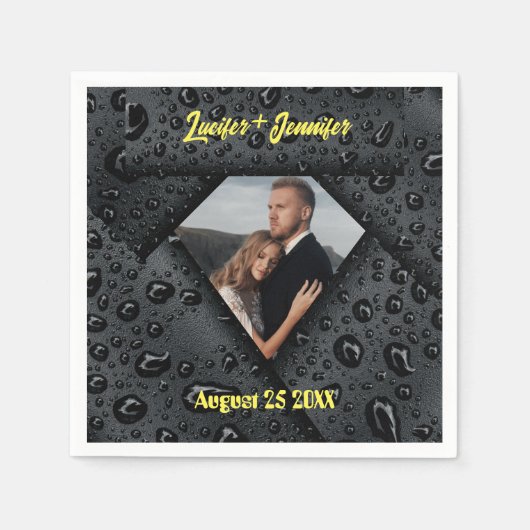 Gouden Diamant Moderne Elegante Aangepaste Huwelij Servet (Voorkant)