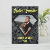 Gouden Diamant Moderne Elegante Aangepaste Trouwda Save The Date (Staand voorkant)