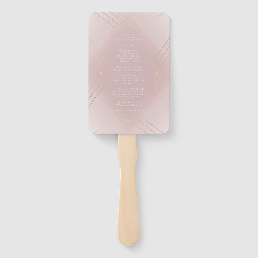 Gouden Diamant Roze Geometrisch Deco Gatsby Bruilo Handwaaier (Achterkant)
