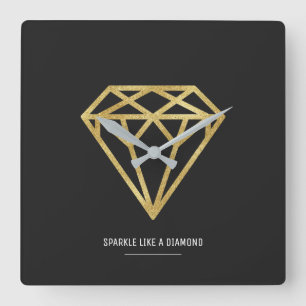 Gouden Diamant Vierkante Klok