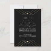 Gouden Diamant Zwarte Geometrische Deco Gatsby Bru RSVP Kaartje (Voorkant)