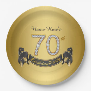 Gouden Diamanten 70ste Verjaardagsfeest Papieren Bordje