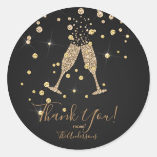 Gouden Diamanten Champagne Toast Feest Favoriet Ronde Sticker