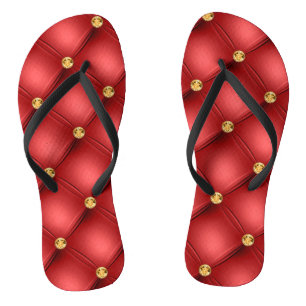 Gouden diamanten getufte lederen rode Teenslippers