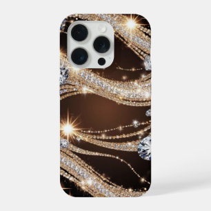 💎 Gouden Diamanten Golven ✨ Luxe Schittering Abst iPhone 15 Pro Hoesje