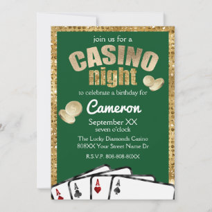 Gouden Diamanten Groene Casino Nacht Feest Kaart