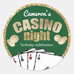 Gouden Diamanten Groene Casino Nacht Feest Ronde Sticker