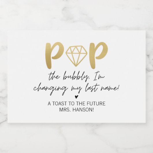 Gouden Diamanten Pop De Bubble Mini Mousserende Wi Sparkling Wijnetiket (Enkel label)