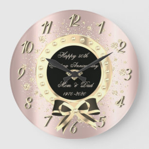 Gouden diamanten strik confetti roze goud jubileum grote klok