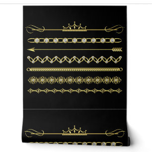 Gouden Diamond Ornamenten Custom Kleur Zwart Behang