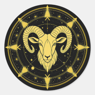 Gouden Dierenriemsymbool van Ram Ronde Sticker