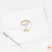 Gouden Dino Roze Bloem Dank u Sticker (Envelop)
