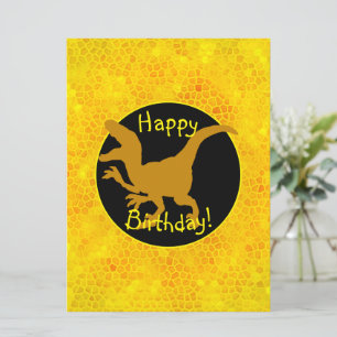 Gouden dinosaurus Verberg Gelukkige Verjaardag! Kaart