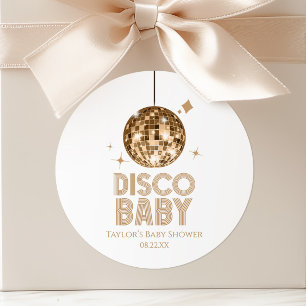 Gouden Disco Bal 'Disco Baby' Baby Shower Ronde Sticker