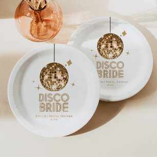 Gouden Disco Bal Disco Bruid Bruiloft Feest Papieren Bordje
