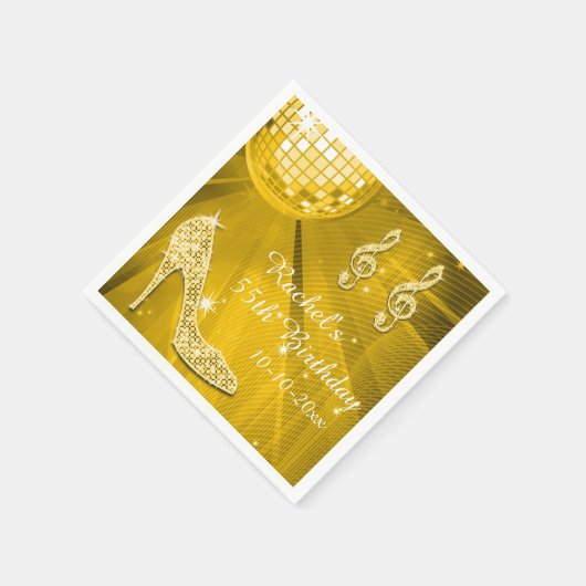 Gouden Disco Bal en hakken 55e verjaardag Servetten (Hoek)