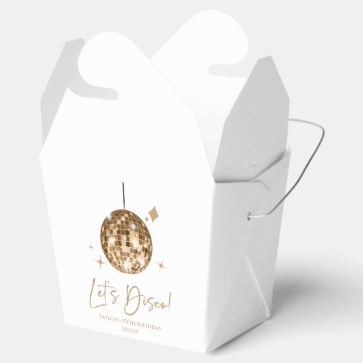 Gouden Disco Bal Laten we Disco Verjaardagsfeestje Bedankdoosjes (Geopend)