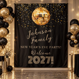 Gouden Disco Bal Nieuwjaarsfeest Welkomstbord Wandkleed