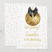 Gouden disco bal verjaardag kaart (Voorkant / Achterkant)