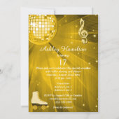 Gouden Disco Ball en Roller Schaatsen 17e Verjaard Kaart (Achterkant)