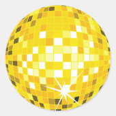 Gouden Disco Ball Patroon Ronde Sticker (Voorkant)