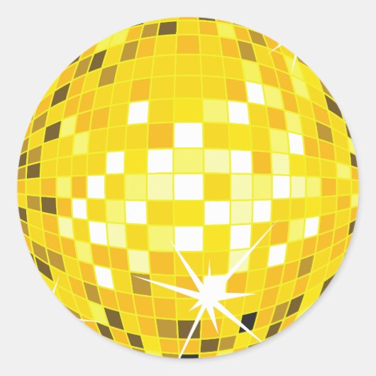 Gouden Disco Ball Patroon Ronde Sticker (Voorkant)