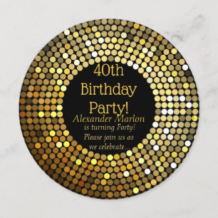 Gouden Disco glitter Verjaardagsfeest Kaart
